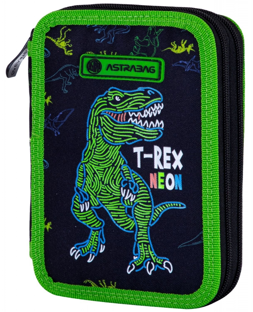 School kit with accessories, Astra, T-Rex Neon, 20.5 x 13 x 4.5 cm
