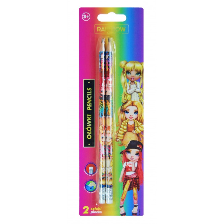 Set of graphite pencils with eraser, Astra, Rainbow High HB, 2 pieces