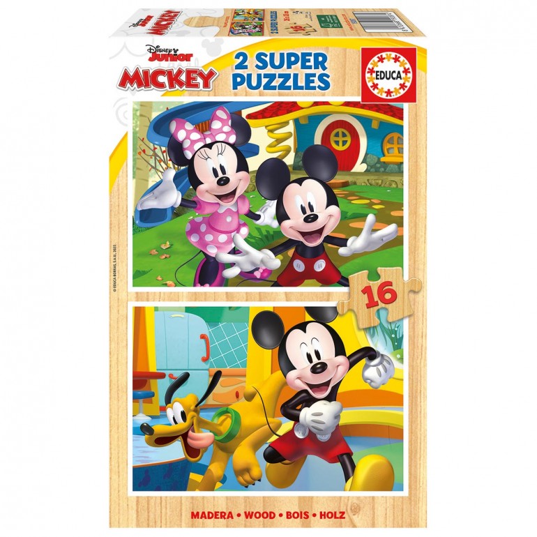 Educa Mickey and Minnie Jigsaw Puzzle for Kids, 2 x 16 Pieces