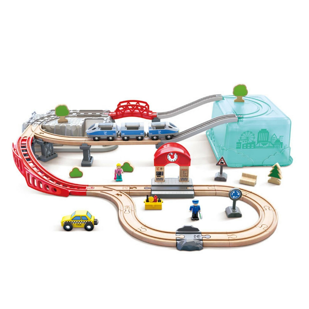 Wooden set, Hape, City train, 48 pieces