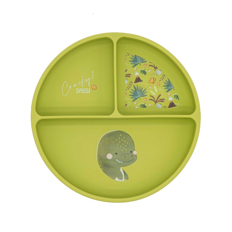 Silicone vacuum feeding plate, Sassi, Dinosaur