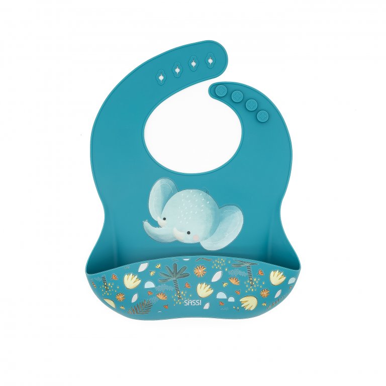 Silicone bib, Sassi, Elephant