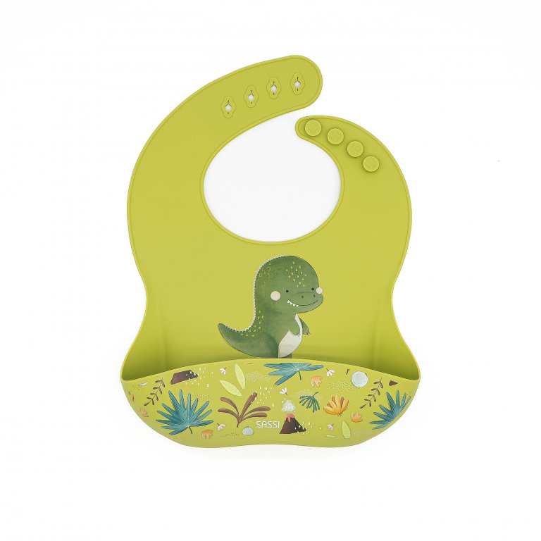 Silicone bib, Sassi, Dinosaur