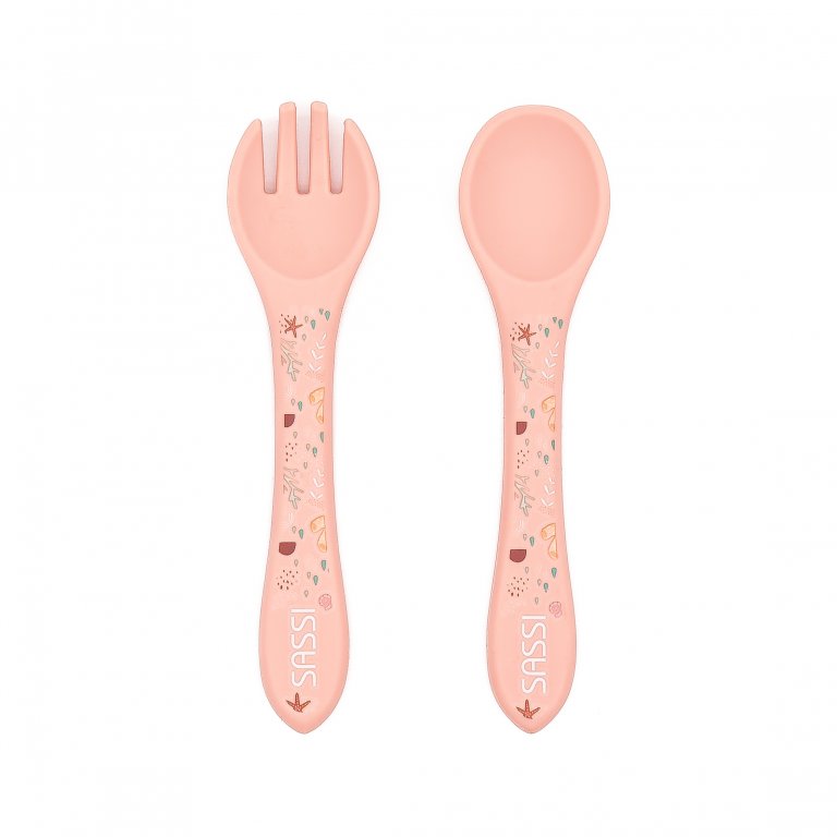 Silicone feeding set, fork and spoon, Sassi, Octopus