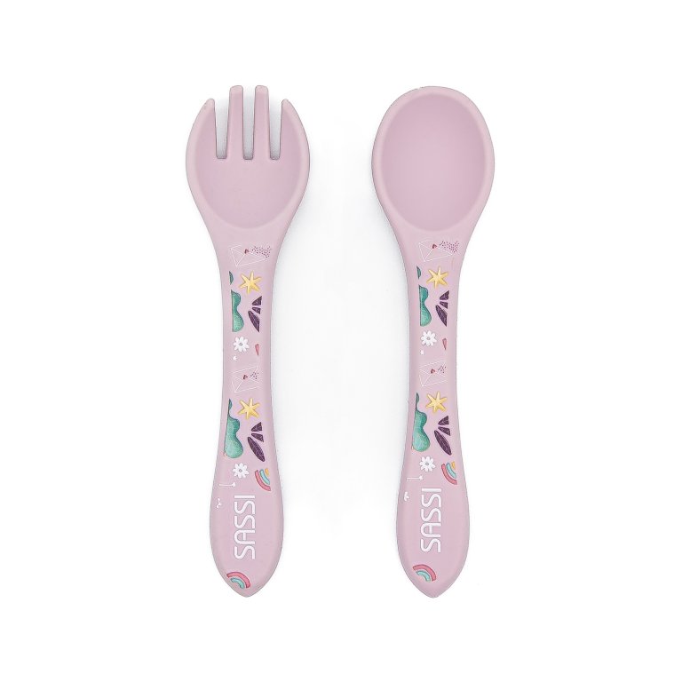 Silicone feeding set, fork and spoon, Sassi, Unicorn