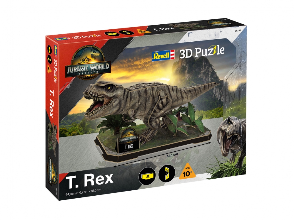 Пъзел, Revell, Джурасик свят Т-рекс 3D, 45 части