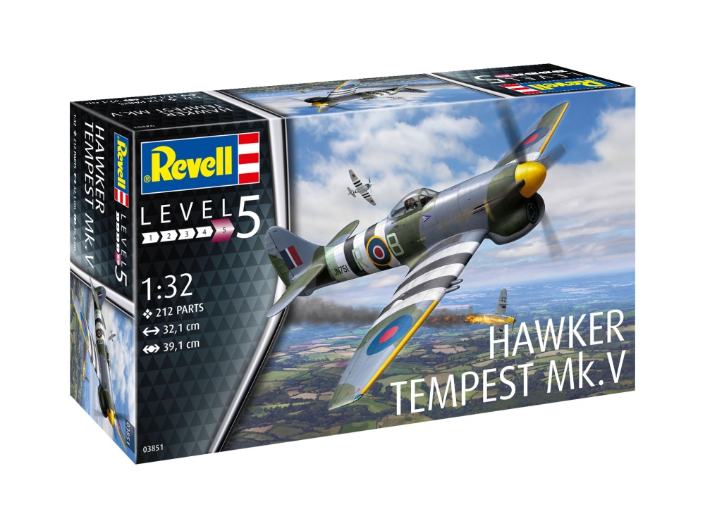 Сглобяем модел, Revell, Боен Самолет Hawker Tempest Mk.V, 212 части