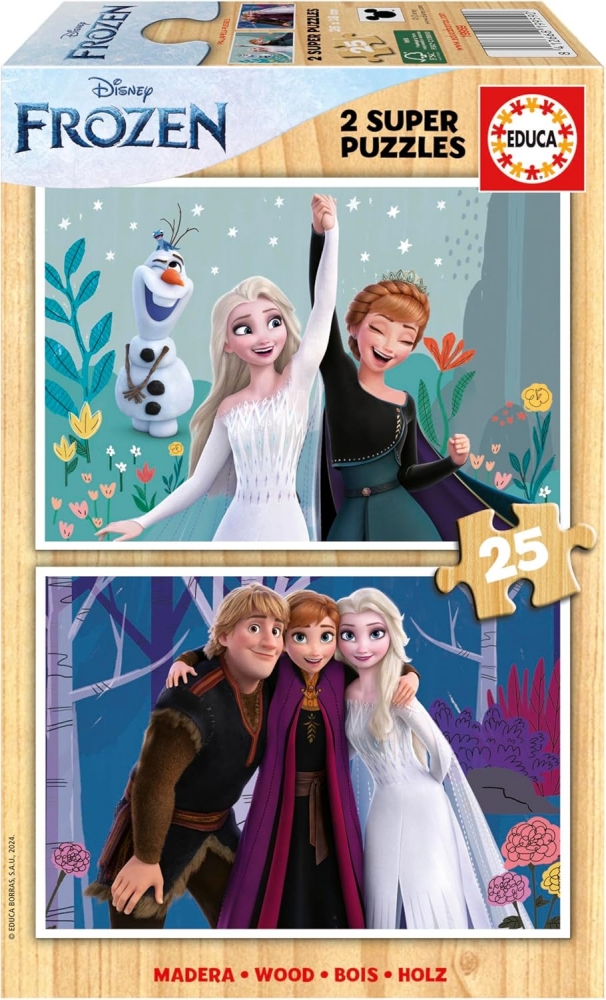 Дървен пъзел, Educa, Frozen, 2 х 25 части
