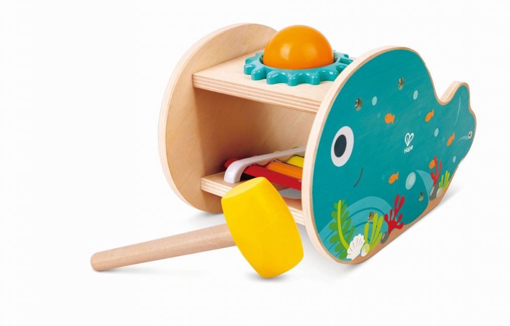 Интерактивна играчка, Hape, Музикална пейка с чук, Кит