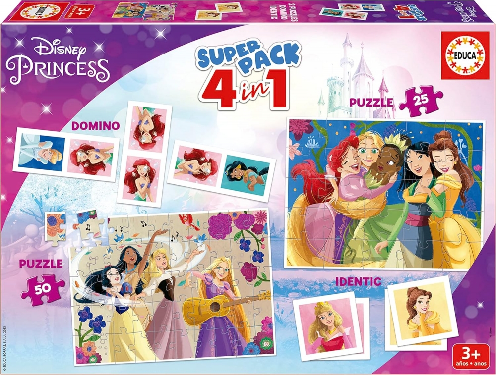 Игрален комплект, Educa, Disney Принцеси, Домино, Мемори и 2 пъзела