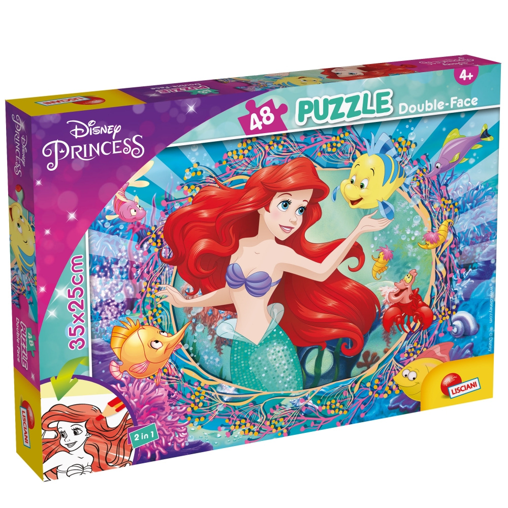 Пъзел, Lisciani, Disney Princess, Малката русалка, Двулицев пъзел 48 части
