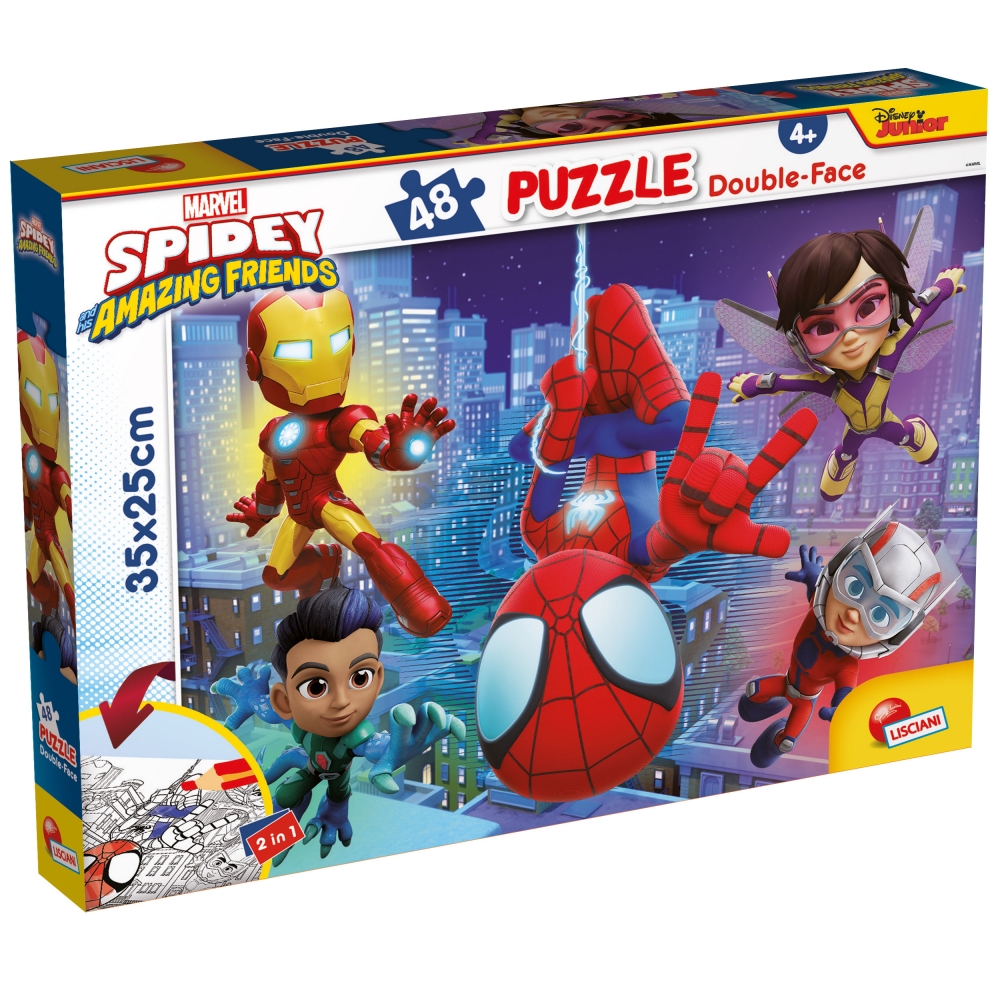 Пъзел, Lisciani, Spider-man, Спайди, Двулицев пъзел 48 части