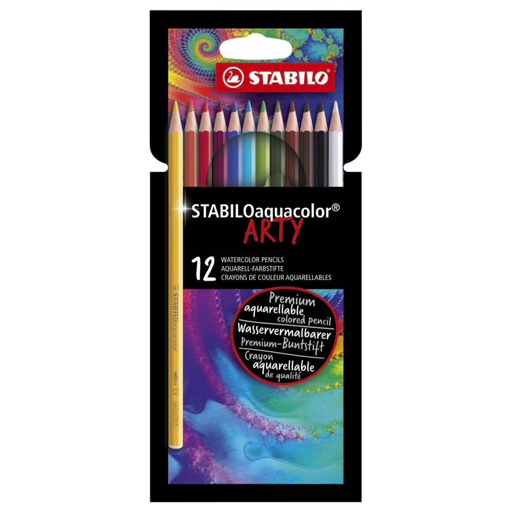 Комплект акварелни моливи, Stabilo, Aquacolor Arty, 12 цвята