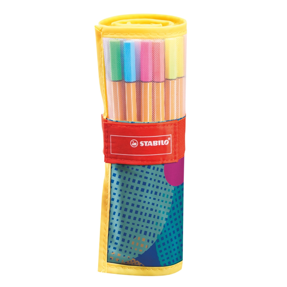 Комплект тънкописци, Stabilo, Point 88 Mini, ролка, 25 цвята