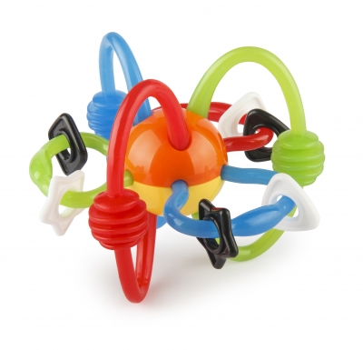 Zornăitoare și jucărie de dentiție pentru bebeluși, Infantino, Minge, Portocaliu și galben