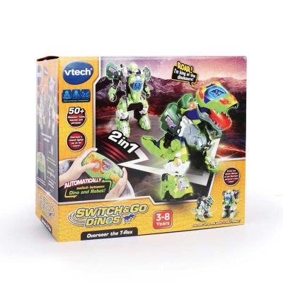Interactive Toy, Vtech, Transformer Overseer, Robot and Dinosaur T-Rex 2 in 1 with Remote Control, Green