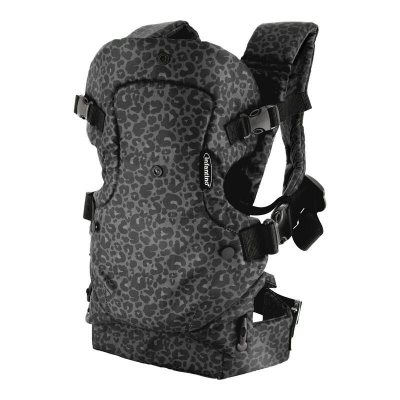 Marsupiu ergonomic pentru bebelusi, Infantino, 4 in 1, model leopard negru, de la 3, 6 la 14, 5 kg