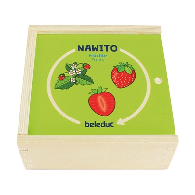 Joc de logică din lemn cu puzzle, Beleduc, Nawito, Fructe, 30 de piese