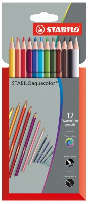 Set creioane acuarela, Stabilo, 12 culori