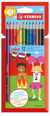Creioane colorate Stabilo Color, 2.5 mm, 12 culori / set, etui carton
