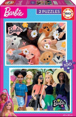 2 in 1 puzzle, Educa, Barbie, 2 x 100 pieces