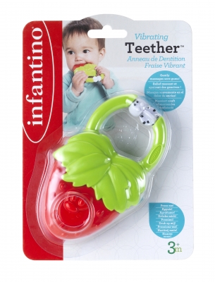 Vibrating baby teether, Infantino, Strawberry