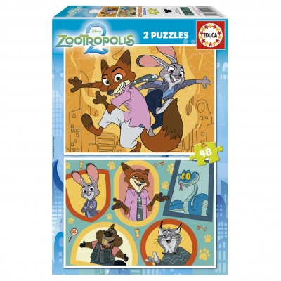 Puzzle, Educa, Zootopia, 2 in 1, 2 x 48 pieces