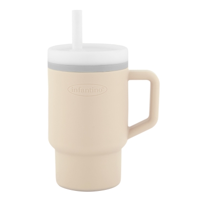 Cana din silicon, Infantino, alb nisipos, cu pai, 270 ml