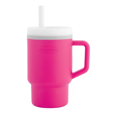 Cana din silicon, Infantino, roz, cu pai, 270 ml