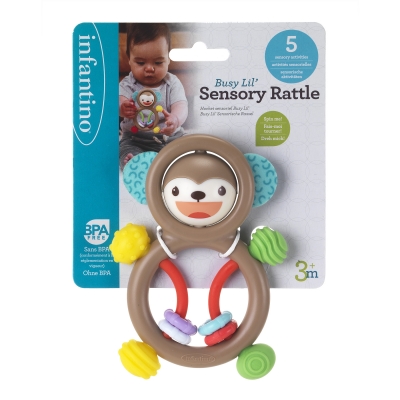 Sensory baby rattle, Infantino, Monkey
