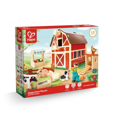 Wooden set, Hape, Farm, 33 pieces