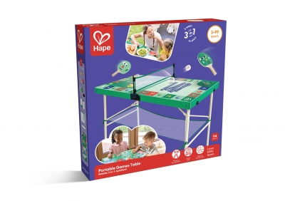 Masă de joc portabilă din lemn, Hape, 3 în 1, 94 de piese