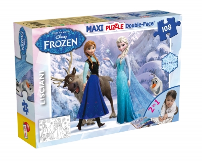 Puzzle, Lisciani, Frozen, Elsa și Anna, Puzzle cu două fețe 108 piese