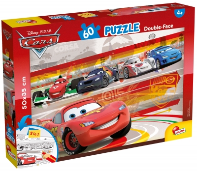 Puzzle Lisciani, Plus, cu 2 fete, Cars, 60 piese