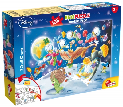 Puzzle, Lisciani, Mickey Mouse, În Cosmos, Puzzle cu două fețe 108 piese
