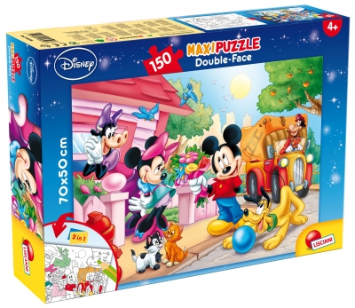 Puzzle 2 in 1 Mickey Maxi, Lisciani, 70 x 50 cm, 150 piese, Multicolor