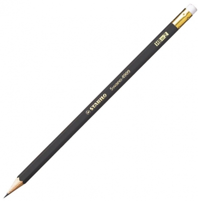 Creion grafit, Stabilo, Swano HB cu radiera, Negru