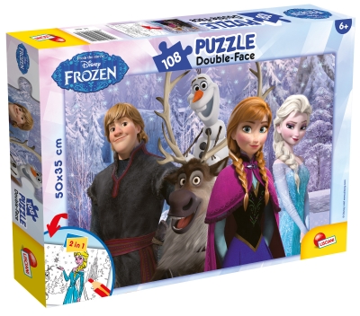 Puzzle Lisciani, cu 2 fete, Frozen, 108 piese
