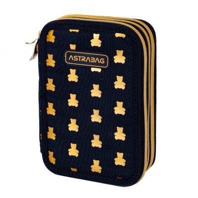 Triple vanity case with accessories ASTRABAG Golden Bears, AC31, 20.5 x 13 x 6 cm