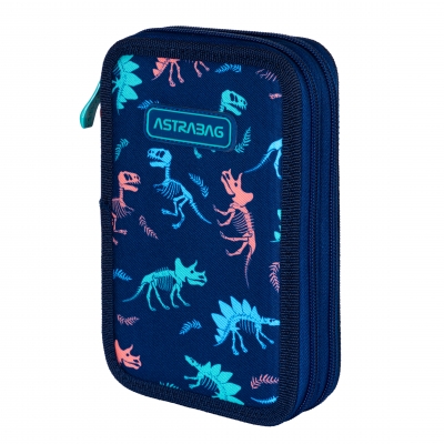 Penar dublu, Astrabag, Model Dinozauri, 20.5 x 13 x 4.5 cm, Multicolor