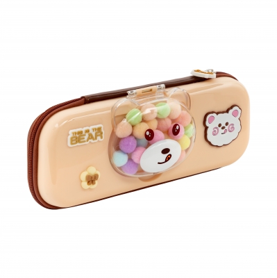 3D Foam Pencil Case, Astra, Bear, beige, 23.3 x 9.5 x 4.5 cm