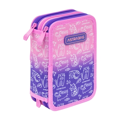 Set Penar Cu Accesorii, Astra, Kitty Pink, 20.5 x 13 x 6 cm, Multicolor, Include Echipament Scolar, 3 Compartimente Independente, Inchidere Sigura Cu Fermoar, Material Poliester Rezistent, Certificare Ce Europeana