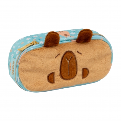 Single pencil case without accessories, Astra, Fluffy Capybara, AC6, 22 x 9 x 5 cm