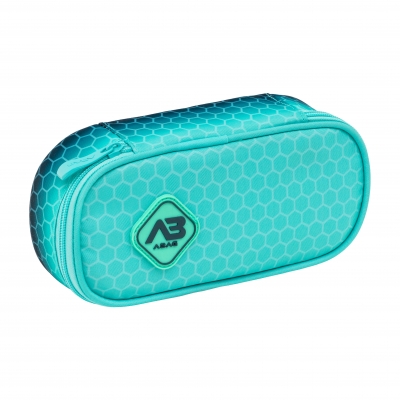 Single pencil case without accessories, Astra, Hexagon, Turquoise ombre, AC6, 22 x 9 x 5 cm