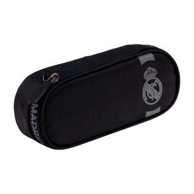 Single pencil case without accessories, Real Madrid Black, AC6, 22 x 9 x 5 cm