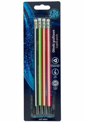 Set creioane grafit cu radiera, Astra, 12 piese