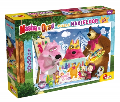 Puzzle, Lisciani, Masha si Ursul, Sa desenam impreuna, 60 de piese