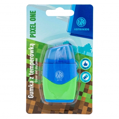 Sharpener with eraser, Astra, Pixel One, 2 in 1