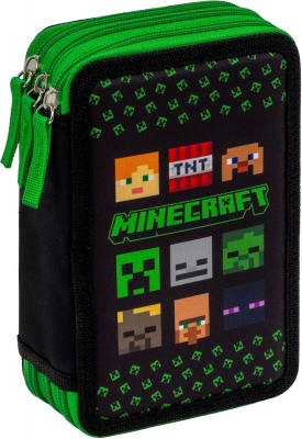 Triple pencil case with accessories, Astra, Minecraft, 20.5 x 13 x 6 cm