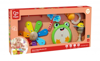 Set muzical din lemn, Hape, natura, 5 piese